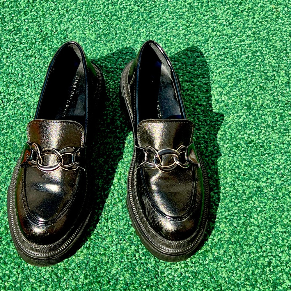 Black Loafers with Chain Detail